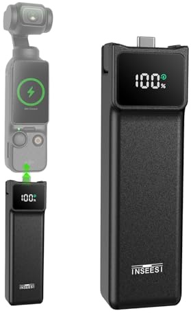 Battery Handle Compatible with DJI Osmo Pocket 3 and Pocket 4 Accessories, with Digital Screen for Pocket 3 Battery Grips for Xtra Muse Built-in 5000mAh Battery Fast Charging and Reserved 1/4”Thread