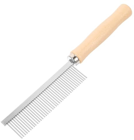 ORFOFE Peine para Gatos y Perros con Dientes Inoxidable Mango de Madera Ergonómico Peine para Aseo y Deslanado Pelo Muerto y Masajea Sensible para Gatos de Interior y Cachorros