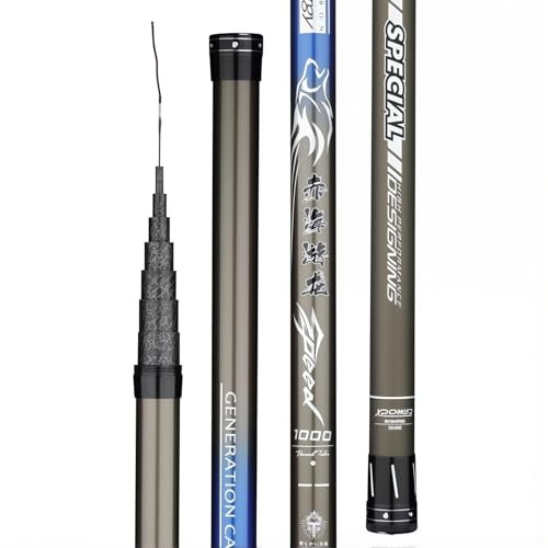 TUJISEK Tragbare Carbon Angelrute 8-16M Superhart Ultraleicht Langer Abschnitt Angelruten teleskopangel Angel Rute Fishing Rod Leicht Zu Tragen FüR FlüSse Seen(16m)