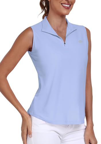 MoFiz Polo Shirt Women Sleeveless Golf Top UPF 50+ Casual Work Sports Tops | Breathable, Quick Dry, Sun Protection, Sleeveless Top, Tennis, Golf Shirt, Jogging, Gym, Office, School, Daily Wear.