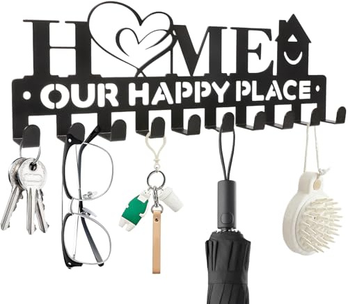 ANVINKU Key Holder Hooks for Wall, Key Hooks Wall Mounted with Screws and Anchors, Black Organizer Hanger for Entryway, Hallway, Living Room, Office