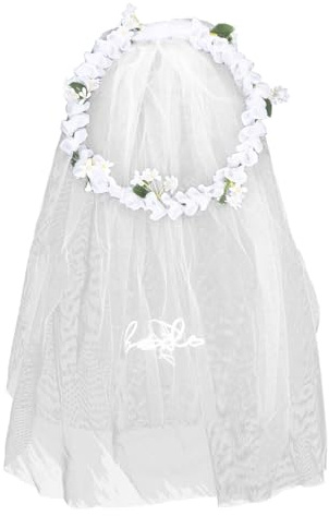 MOTHNUR Eleganter Künstlicher Brautblumenkranz mit Schleier Hautfreundlicher Haarreif Langlebiger Hochzeitsblumen Haarreif für Braut und Fest