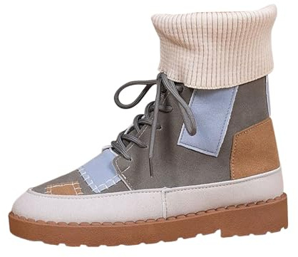 Bottes Femme Talon Compensé Confortables Bottines à Lacets Antidérapante Légères Botte Chic Bout Fermé Chaudes Chaussures Bottine Durable et Pratique pour Automne Hiver Extérieur Quotidien Ville