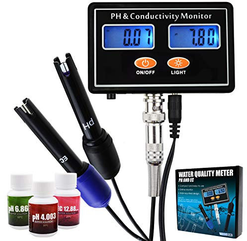 PH EC Leitfähigkeitsmessgerät Meter Tester Hintergrundbeleuchtung Wasserqualität Echtzeit 0,00~14,00 pH / 0~19,99 mS/cm