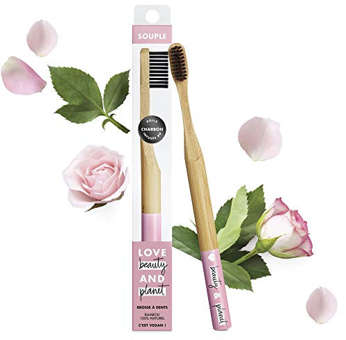 Love Beauty And Planet mjuk Vegan manuell tandborste, naturlig bambu handtag, kolbryggt hår, vegan certifierad x 1
