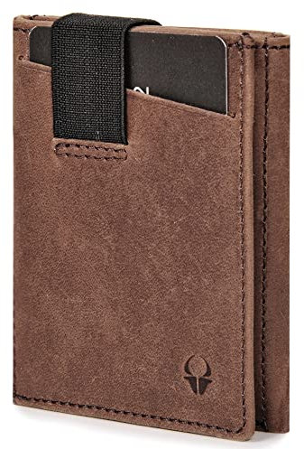 DONBOLSO Slim Wallet Herren Leder mit Münzfach - Minimalistische Front Pocket Wallet für Männer - RFID-Blockierung Karteninhaber - Leder Bifold Wallet mit Geschenk-Box - Arbeitstasche Herren
