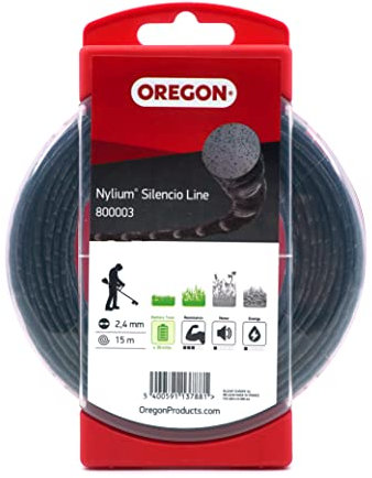 Oregon Nylium Silencio Filo da Taglio Rotondo per Decespugliatore, Tosaerba e Tagliabordi in Nylon Robusto e Flessibile, Adatto alla maggior parte delle marche, 2,4 mm x 15 m
