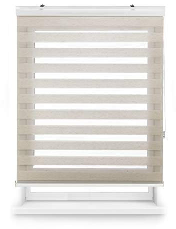 Blindecor Vela | Rollo nacht und tag premium mit galerie | Leinen, doppelrollo 180 x 180 cm (BxH) | Stoffgröße 177 x 175 cm | Elegantes Tag und Nacht rollo