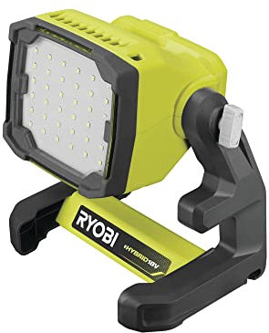 RYOBI 18 V ONE+ Akku-LED-Strahler RLFD18-0 (360° drehbarer Kopf, LED's mit 3 Leuchtstufen, 500, 1.100 und 1.800, kompakte Leuchte, ohne Akku und Ladegerät), Grün