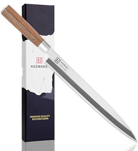 KEEMAKE Filetiermesser Fisch Sushi Messer, Japanisches Sashimi Messer 30cm mit VG10 Edelstahl, perfekter Rosenholzgriff