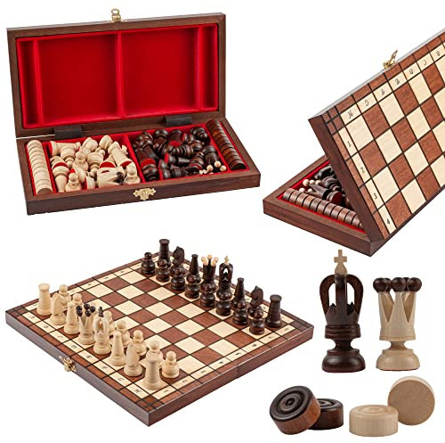Master of Chess Schach Spiel aus Holz | Tragbares Schachbrett 31cm | Handgefertigtes Schach Spiel für Kinder und Erwachsene