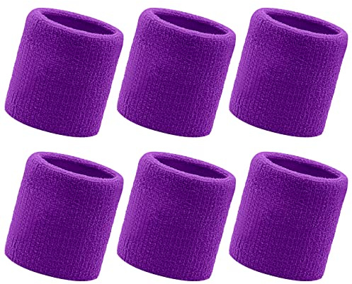 Armbandsset, 6 st sportsvettband män kvinnor, svettband med svettband, mjuka tjocka för basket gym gymnastik tennis fotboll – lila