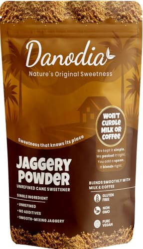 Danodia Foods Natural Jaggery Powder (2 lbs/950G) | Gluten Free, Traditionally Made Sweetner, No Additives or Preservatives Used | Unique Sugar Substitute, Best Of Indian Sweetener (Resealable Pouch)