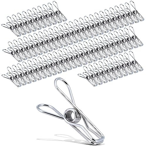 Wäscheklammern Edelstahl Klammern Metall 70 Stück Wäscheklammern Stabil Silber Wäscheklammer Kluppen Metallklammern für Handtuch, Kleidung, Socken, Clothesline, Camping, Papierdateien, Snacks Seal