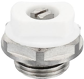 PATIKIL 3/8 BSP Maschio Filettatura Manuale Radiatore Aria Sfiato Tappo Valvola, Nichel Placcato Ottone Spina per Radiatore Riscaldatore, Argento Bianco