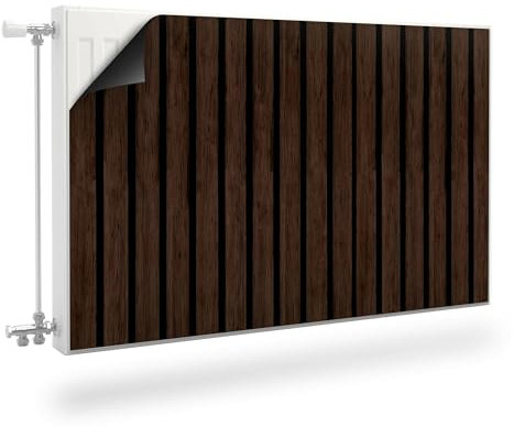 Muralo Cubierta magnética para radiadores de acero o chapa, inodora y segura para la salud, láminas de madera oscura, diámetro de 120 cm x altura de 60 cm