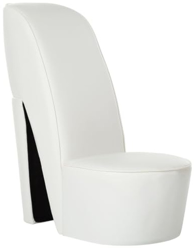 CKioict Lesesessel Cocktailsessel Moderner Polstersessel Stuhl in Stöckelschuh-Form Weiß KunstlederGeeignet für Büro, Schlafzimmer, Arbeitszimmer