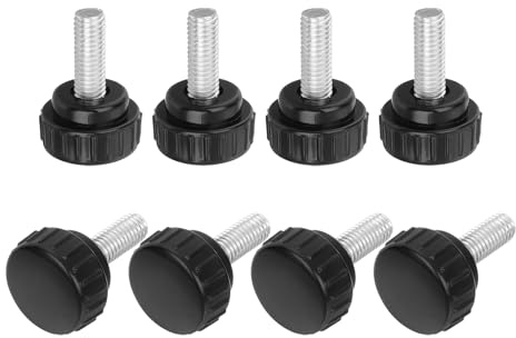 QUARKZMAN 8 Stück Rändelschraube rund, M8 x 20mm Kohlenstoffstahl verzinkte Gewindeschrauben Rundkopfschrauben Flügelschrauben für Möbel, Mechanische, Werkzeugmaschinen, Schwarz