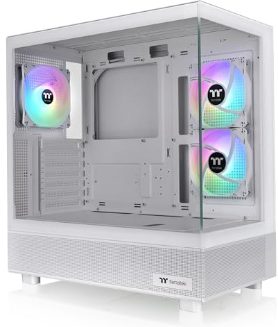 Thermaltake View 270 Plus TG ARGB Snow Mid Tower E-ATX Case; 3x120mm ARGB Fans Included; Support Up to 360mm Radiator; Front & Side Dual Tempered Glass Panel; CA-1Y7-00M6WN-01; 3 Year Warranty