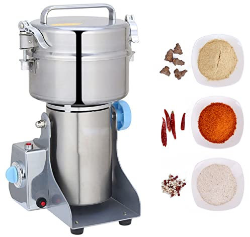 500G Elektrische Getreidemühle Rostfreier Stahl Kräutermühle Swing-Typ 3-Blatt-Timing-Schleifmaschine High Speed Feinstkornmühle Gewürzmühle Pulverisierer Für Küche Kräutergewürz Pfeffer Kaffee