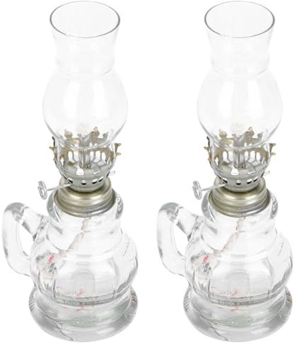AOKWAWALIY Vintage Kerosene Lamp Glass Oil Lantern Indoor Decorative Table Lamp with Cotton Wick for Home Bedroom Wedding Party