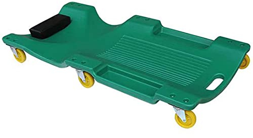 OZBMA Chariot de mécanicien de 40 Pouces avec Appui-tête en Cuir Confortable et 6 poulies Mobiles, Plateaux à Outils Doubles, Pont Ergonomique, Garage Roulant en Plastique (Couleur: Vert) (Vert)