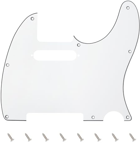 Banworks 3 Ply Tele Pickguard 8-Hole Electric Guitar Pickguard Scratch Plate for USA/Mexican Fender Modern Style Standard Tele Telecaster JT/HB-03 White