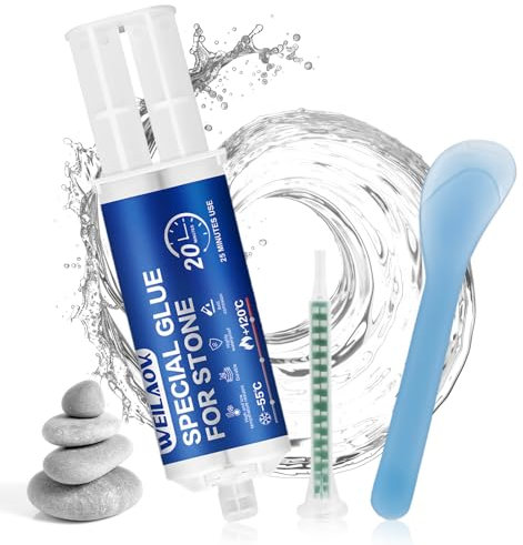 WEILAOK Colla per Ceramica, Colla per Marmo, colla Vetro, collas Bicomponente per l'Incollaggio di Varie Lavorazioni Della Pietra Come Marmo Vetro Ceramica Giada, ecc, Trasparente, 50 ml