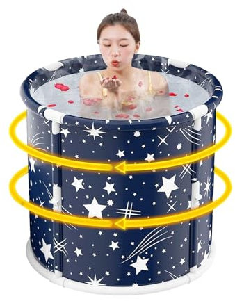 Tragbare Badewanne – Faltbare Einweichbadewanne | 70 x 65 cm Nylon-PVC-Material-Badeeimer | Wiederverwendbare freistehende Einweichbadewanne – Einweichbadewanne für heißes Bad und Eisbad Erwachsene