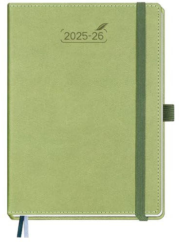 BEZEND Kalender 2026 Wochenplaner A5, 18-Monate Buchkalender Juli 25-Dez 26, PU-Leder Hardcover 1 Woche 2 Seiten mit Stifthalter - Kiwi