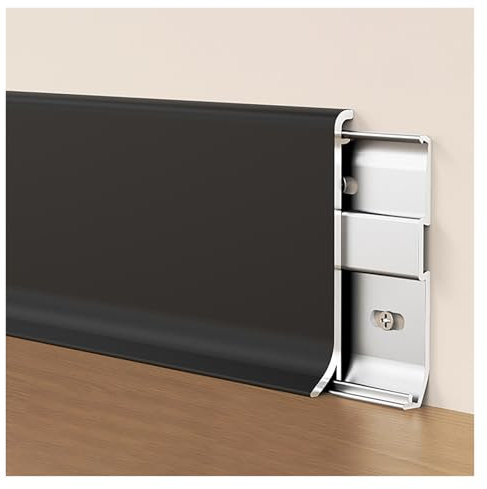 Plinthe Garniture de plinthe en aluminium noir, garniture de moulure de base de sol mural pour salle de bain de bureau à domicile, garniture de moulure de plinthe étanche avec embout(1-3/5 in(4cm),35