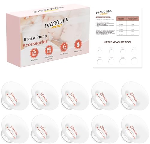 10pcs Flange Insert 14/16/18/20/22mm*2 pcs Compatible with Momcozy Air1/W1/M9/M6/M5/S12 Pro/V1 Pro/V2 Pro,for Spectra/Medela/MomMed/eufy/Lansinoh/Elvie Breast Pump
