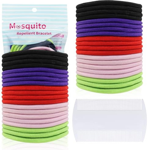 ZOCONE Lot de 40 élastiques à cheveux anti-poux, naturel et efficace, aide à prévenir les poux, avec peigne à dents extra fines