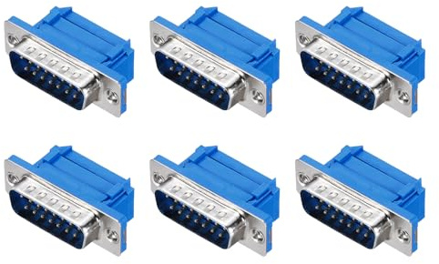 QUARKZMAN Connettore D-sub DB15 IDC Crimp Connettore Maschio Femmina Presa 15-pin 2-Row Maschio Femmina Breakout Terminale Porta Seriale per Attrezzature Meccaniche CNC Confezione da 6