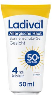 Ladival Sonnenschutz Gel Gesicht LSF 50+ - Sonnencreme für allergische Haut, bei Sonnenallergie und Mallorca-Akne, wasserfest, mit 4-fach Zellschutz und Photolyase, 50ml