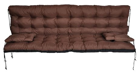 nana shop Cuscino impermeabile per altalena da giardino, 160 cm, cuscino per altalena Hollywood, cuscino da giardino, cuscino per panca (marrone)