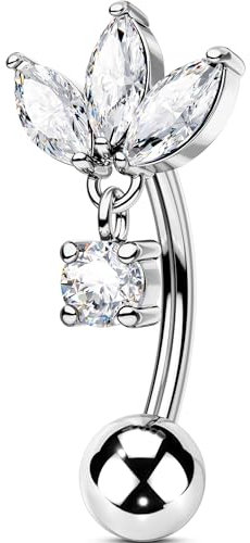 OUFER 16G Rook Piercing Schmuck Daith Helix Earring Innengewinde Knorpel CZ Eyebrow Vertikal Labret Lip Bars Conch Ring Silber Curved Barbell 316L Chirurgenstahl Damen 8 mm