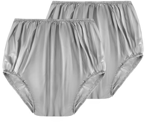 AOOWU Auslaufsichere Unterwäsche für Erwachsene, Inkontinenz-Slip für Waschbar, Wiederverwendbar, zur Fixierung von Einwegvorlagen, Grauer Dünner Stoff Kunststoffhose für Damen und Herren, 2 Stück(XL)