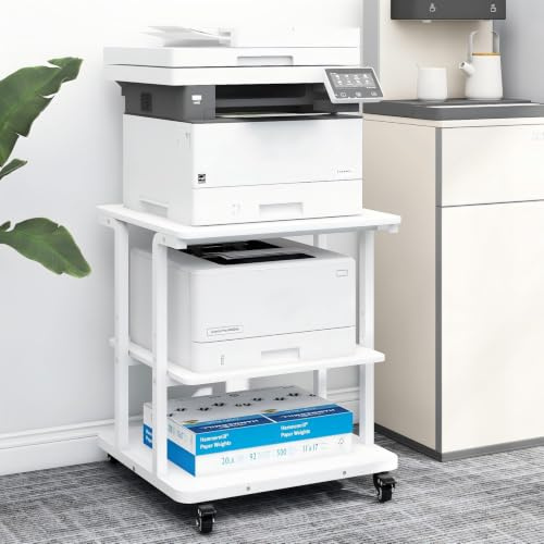 PUNCIA 3-Tier Movable Laser Printer Cart with Storage