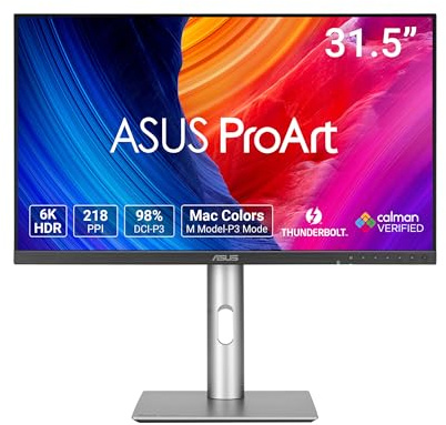 ASUS ProArt PA32QCV 32 Inch 6K DCI-P3 Thunderbolt 4 Monitor for Mac