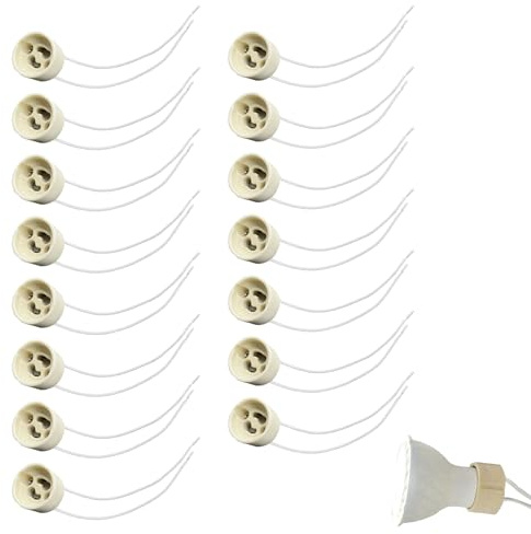 15 Stück GU10 Fassung, Lampenfüße Sockel für LED und Keramik Halogen inkl. 15 cm Hochwertigem Silikonkabel Hitzebeständig Umweltfreundlich, 250V/50W, Ideal für Deckenstrahler und Downlights