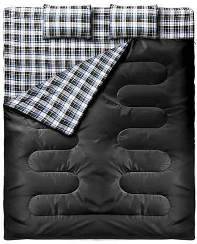 WSQHAO Schlafsack Doppelschlafsack Schlafsäcke for Erwachsene mit 2 Kissenbeutel Großer Campingschlafsack Leichter Schlafsack