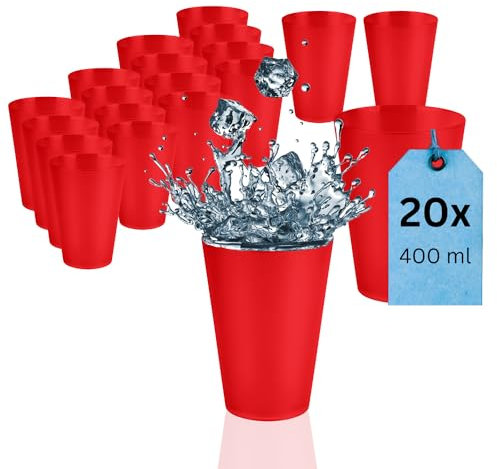 S&S-Shop Gobelets à boire - 400 ml - Couleur et quantité au choix - En plastique rigide pour fête - Gobelets pour enfants - Empilables - 0,4 l - Gobelets en plastique réutilisables - Pour brosse à