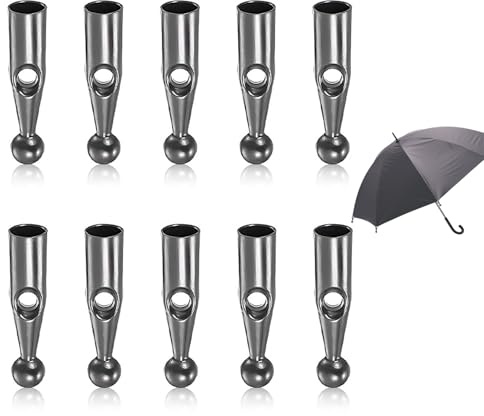 EUYKQNOI 10Stk Regenschirm Ende Kopf Perlen 2mm Loch Durchm 21mm Länge Gummi Regenschirm Komponenten für Klappbar Regenschirm Cover Teile Silberton