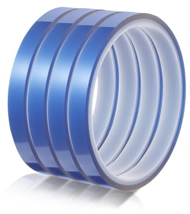 Storystore Hitzebeständiges Klebeband, 4 Rollen 10mm x 33m Sublimationsklebeband PET Wärmeband, Blau Sublimationsband Isolierband ohne Rückstände für Elektronik Leiterplatten, 3D-Drucker