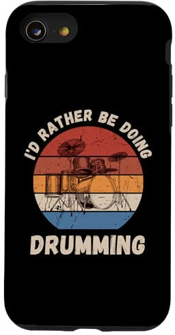 Vintage I'd Rather Be Doing Drumming Retro Drum Lover Coque pour iPhone SE (2020) / 7 / 8