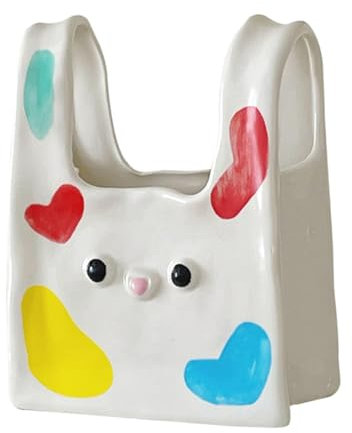 Luxshiny Jarrón Cerámico De Diseño Forma De Bolso Accesorio Decorativo para Arreglos para y De Mesa Celebraciones De Pascua