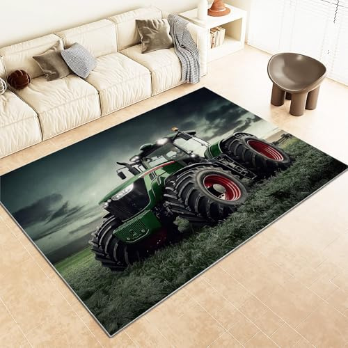 WHUOEUCO Teppich Kurzflor Modern Ackerschlepper 60x120cm Teppich Wohnzimmer Waschbar, Super Weich rutschfest Flauschig Teppiche für Schlafzimmer Esszimmer Kinderzimmer