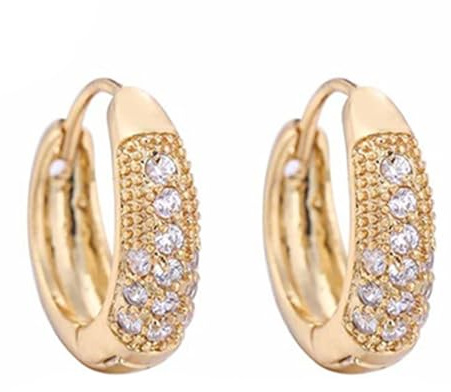 KnSam Orecchini a cerchio da donna, moissanite, in oro giallo 18 carati, Au 750, in stile Liberty, in vero oro, oro