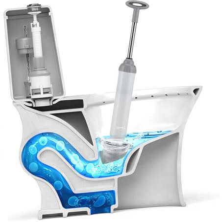 LIFKOME Stantuffo per WC Ad Alta Pressione Testa Curva Bianco, Sturalavandini in Acciaio Resistente per Bagno e Cucina, Strumento per Rimozione Intasamenti Scarichi Lavabo e WC